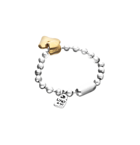 Uno de 50 Beat  Silver w/ Gold Heart Bead Bracelet