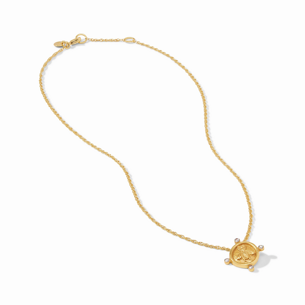 Julie Vos Bee Cameo Gold Solitaire Necklace