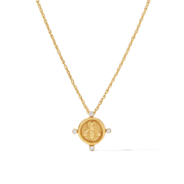 Julie Vos Bee Cameo Gold Solitaire Necklace