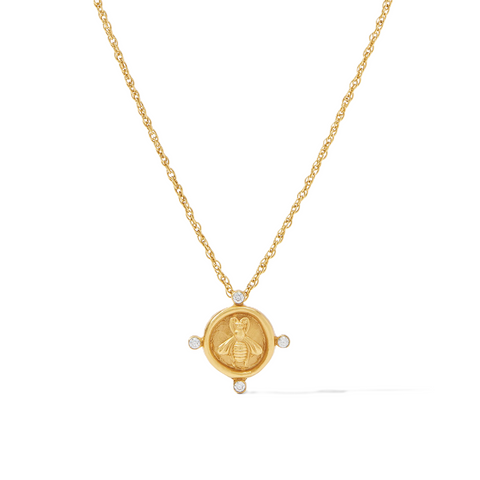 Julie Vos Bee Cameo Gold Solitaire Necklace