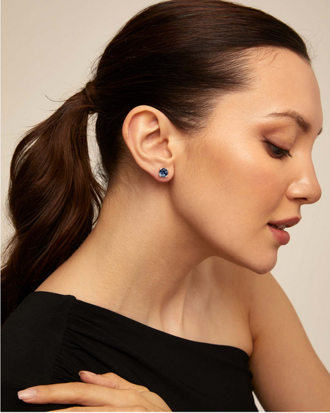Uno de 50 Aura Blue Crystal Stud Earrings