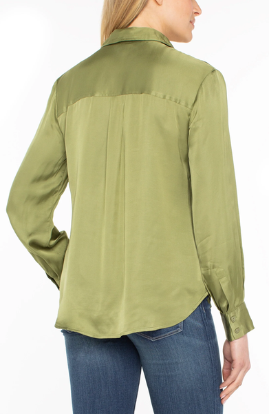 Liverpool Women's L/S Button Front Woven Blouse / Artichoke
