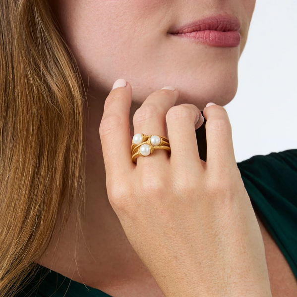 Julie Vos Calypso Trio Pearl Gold Ring