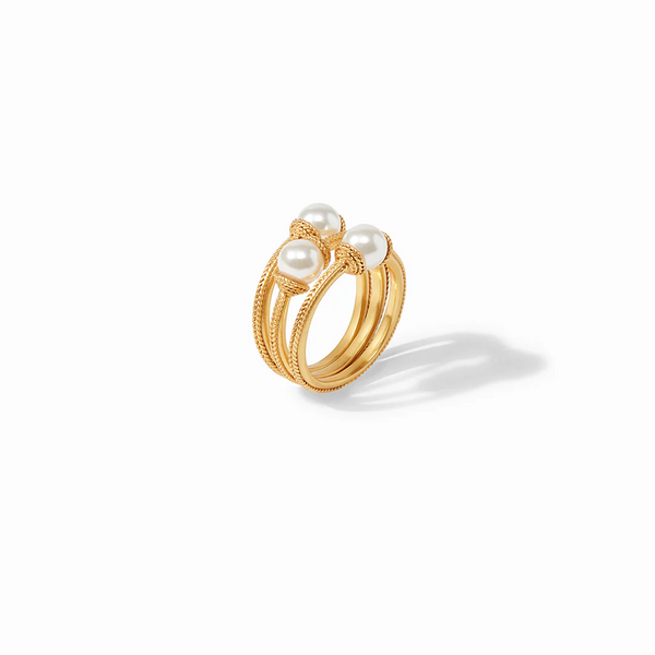 Julie Vos Calypso Trio Pearl Gold Ring