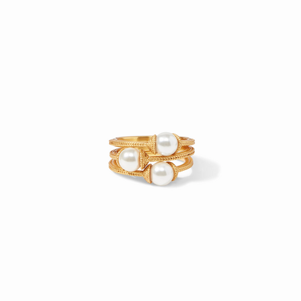 Julie Vos Calypso Trio Pearl Gold Ring