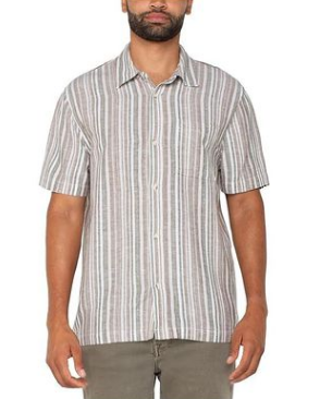 Liverpool men's Short Sleeve Button Up Shirt / Sage Multi