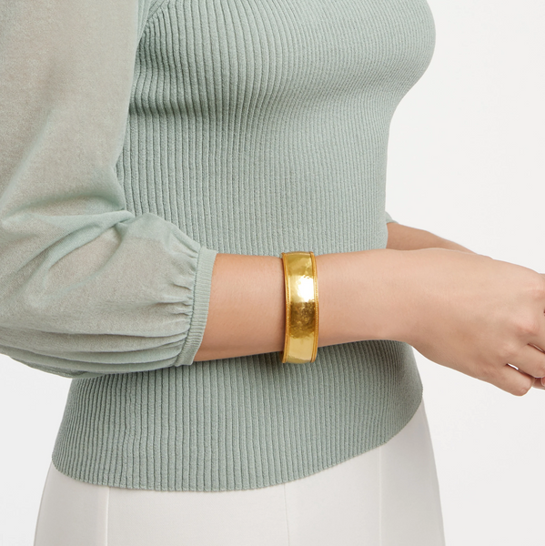 Julie Vos Cannes Gold Statement Hinge Bangle Bracelet