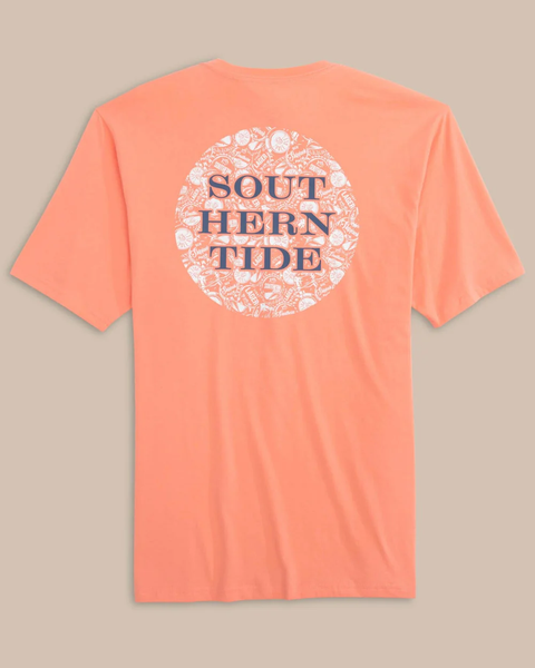 Southern Tide Men's Caps Off Badge Tee / Desert Flower Coral