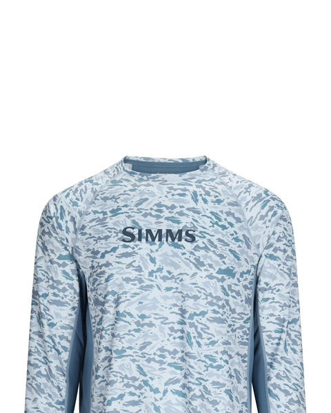 Simms Mens Challenger Solar Crew LS Shirt / Ghost Camo Neptune