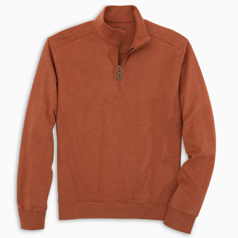 Andy Thornal Men's 1/4 zip Long Sleeve Sweater- Rust