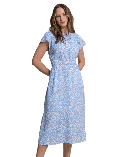 Southern Tide Women's Clemetine Flutter Sleeve Midi Dress / Ocean Channel