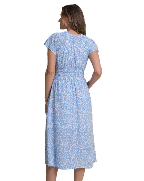 Southern Tide Women's Clemetine Flutter Sleeve Midi Dress / Ocean Channel