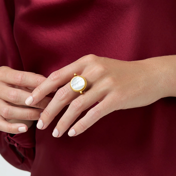 Julie Vos Coin Revolving Mother Of Pearl Gold Ring