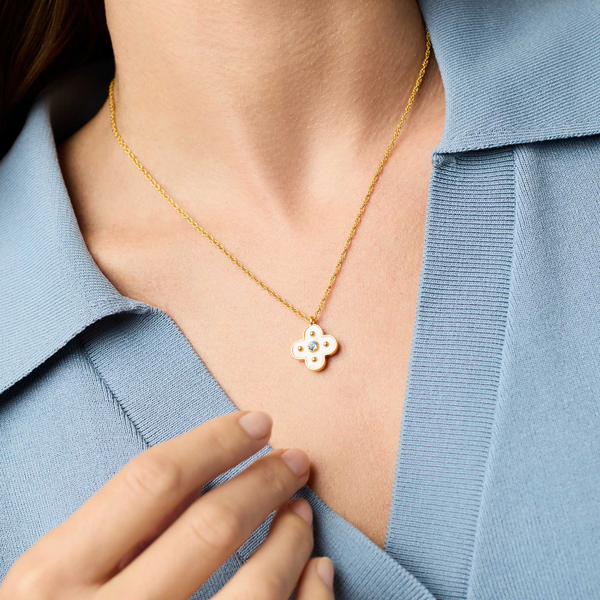 Julie Vos Colette Delicate Chalcedony Blue Gold Necklace