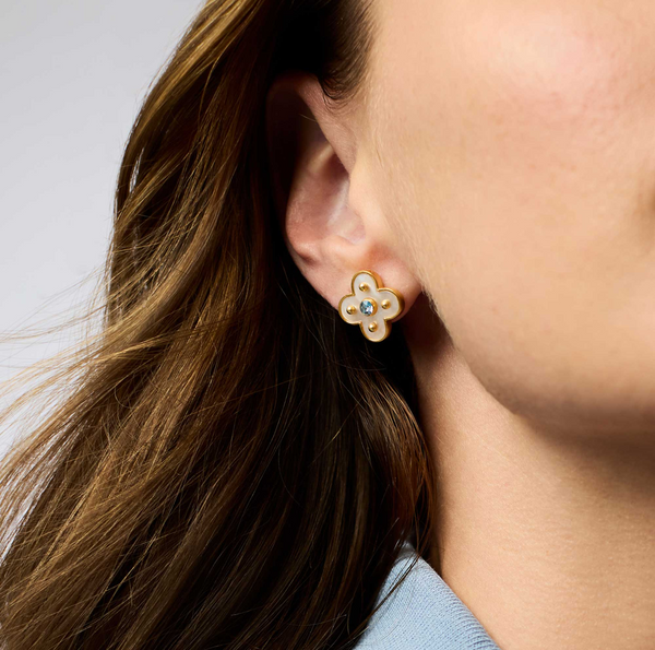 Julie Vos Colette Chalcedony Blue Stud Earrings