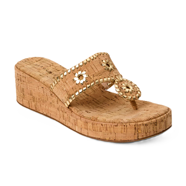 Jack Rogers Women's Jacks Mid-Wedge / Cork Gold