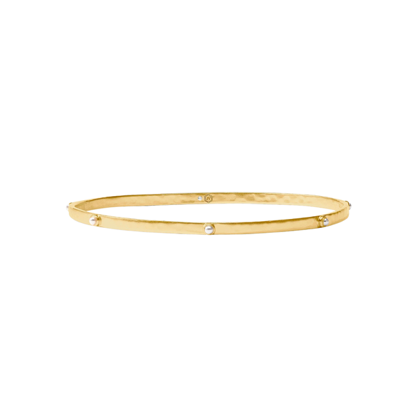 Julie Vos Crescent Stone Bangle Bracelet / Pearl