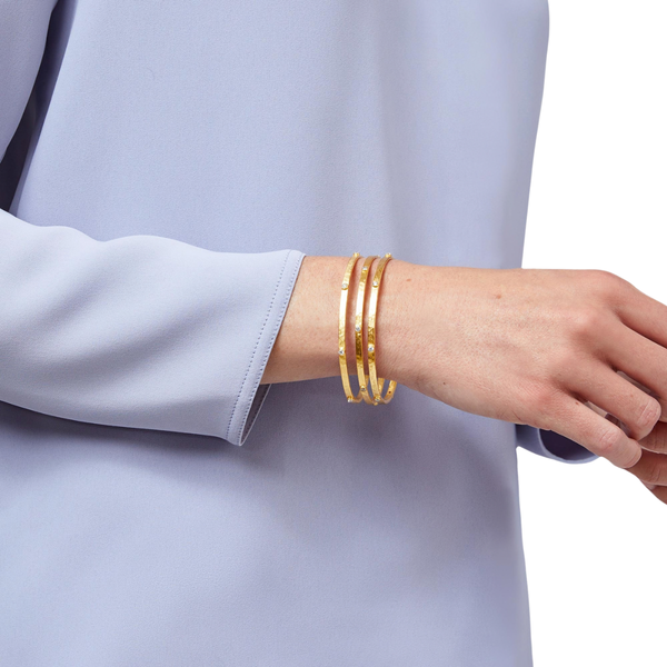 Julie Vos Crescent Stone Bangle Bracelet / Pearl
