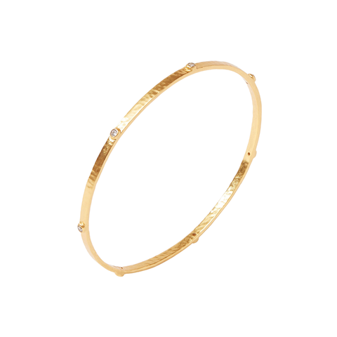 Julie Vos Crescent Stone Bangle Bracelet / Pearl