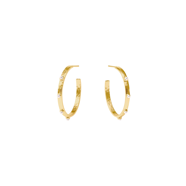 Julie Vos Crescent Stone Pearl Hoop Earrings