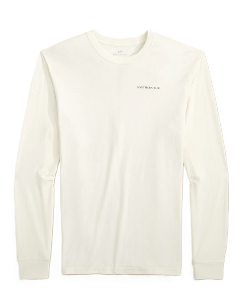 Southern Tide Men's LS Redfish Rod Tee / Sand White