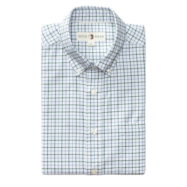 Duck Head Men's L/S Cotton Oxford Sport Shirt - Kline Plaid / Hunter Green