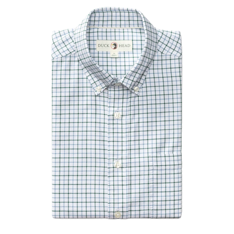 Duck Head Men's L/S Cotton Oxford Sport Shirt - Kline Plaid / Hunter Green