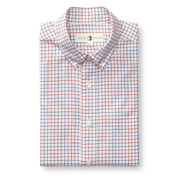 Duck Head Men's L/S Cotton Oxford Sport Shirt - Kline Plaid / Burnt Sienna