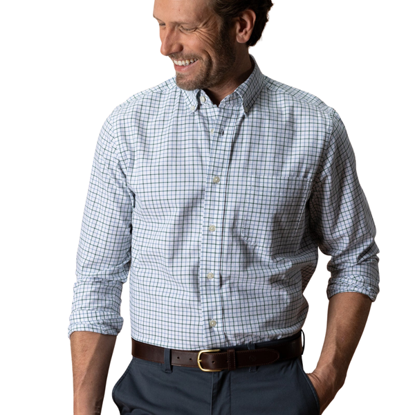 Duck Head Men's L/S Cotton Oxford Sport Shirt - Kline Plaid / Hunter Green