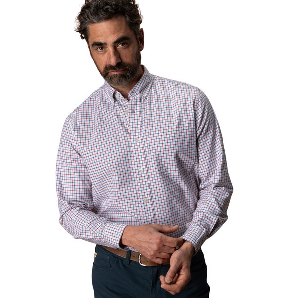 Duck Head Men's L/S Cotton Oxford Sport Shirt - Kline Plaid / Burnt Sienna