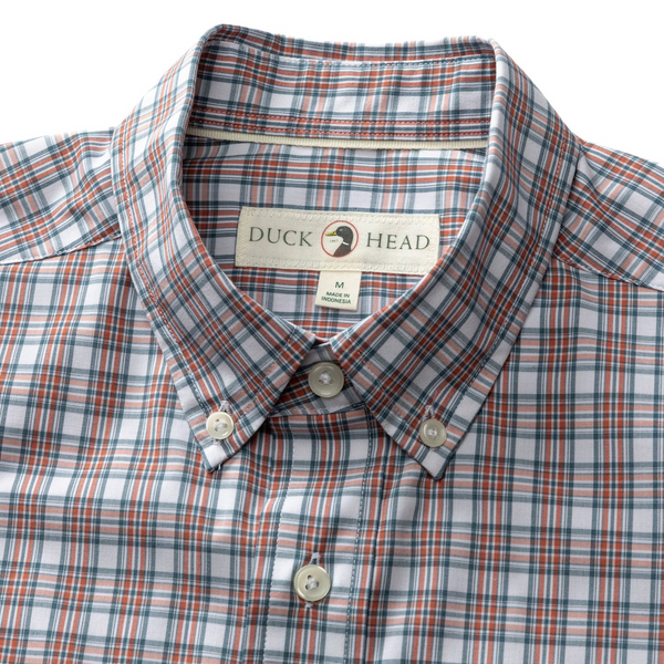 Duck Head Men's L/S Performance Poplin Sport Shirt - Barrett Plaid / Cedarwood