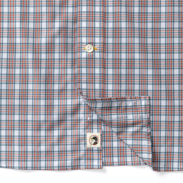 Duck Head Men's L/S Performance Poplin Sport Shirt - Barrett Plaid / Cedarwood