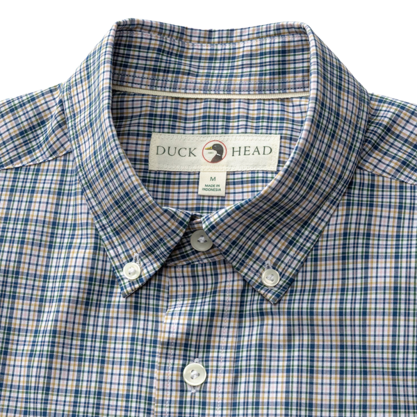 Duck Head Men's L/S Performance Poplin Sport Shirt - Winstead Plaid / Navy Peony