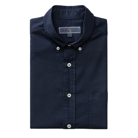 Duck Head Men's L/S Cotton Oxford Sport Shirt - Beck Solid / Deep Navy