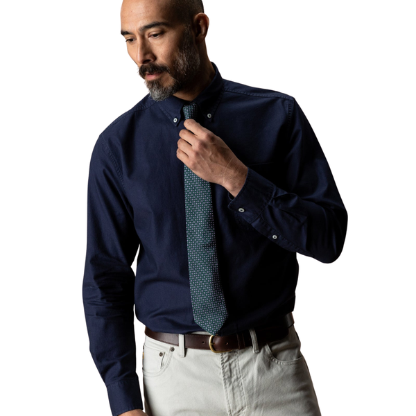 Duck Head Men's L/S Cotton Oxford Sport Shirt - Beck Solid / Deep Navy