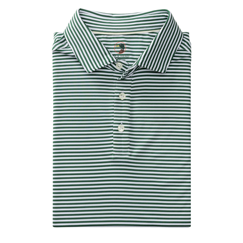 Duck Head Men's Long Drive Performance Polo / Kirk Stripe -Hunter Green