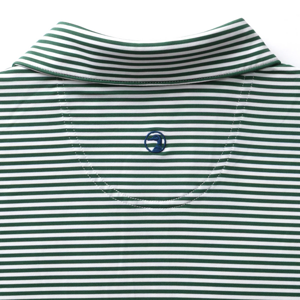 Duck Head Men's Long Drive Performance Polo / Kirk Stripe -Hunter Green