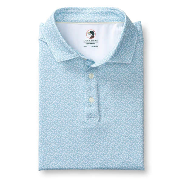 Duck Head Men's Long Drive Performance Polo / Bay Floral - Sky Blue