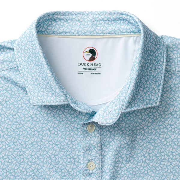 Duck Head Men's Long Drive Performance Polo / Bay Floral - Sky Blue