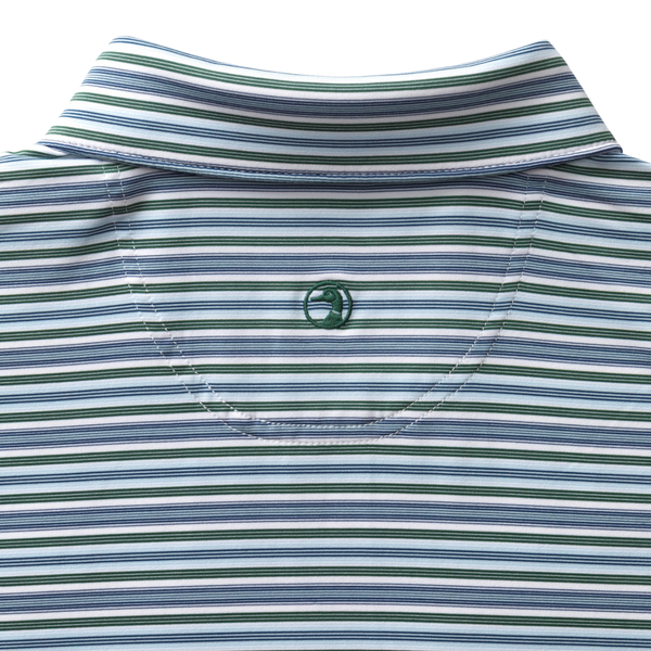Duck Head Men's Long Drive Performance Polo / Caro Stripe - Hunter Green