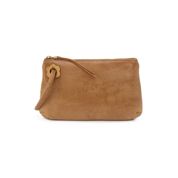 Hobo Daisy Daze Large Wristlet / Whiskey Buffed Leather