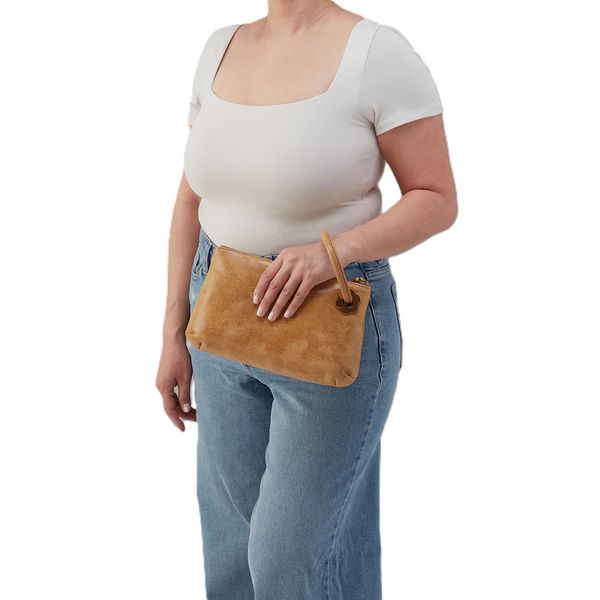 Hobo Daisy Daze Large Wristlet / Whiskey Buffed Leather