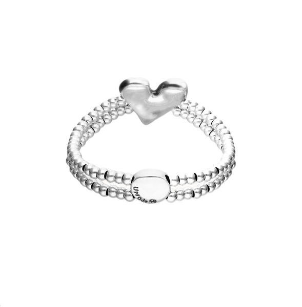 Uno de 50 Beat Silver w/Heart Double Elastic Bracelet