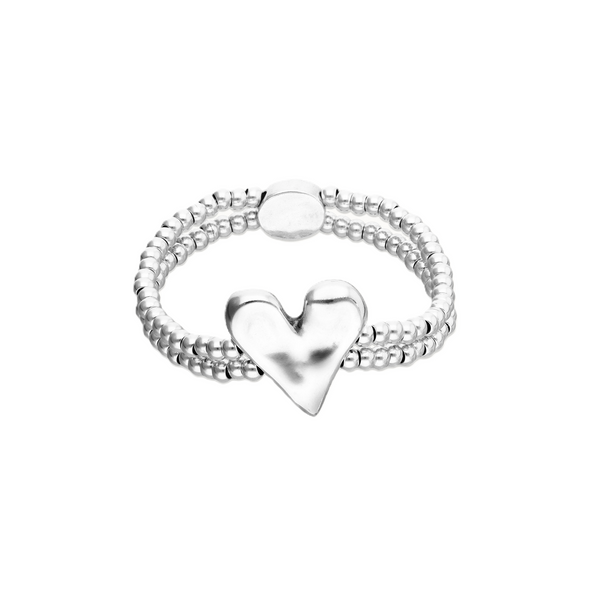 Uno de 50 Beat Silver w/Heart Double Elastic Bracelet