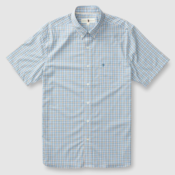 Duck Head Men's Performance Poplin Short Sleeve Shirt / Driggs Plaid