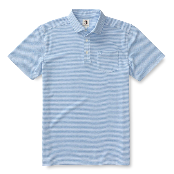 Duck Head Men's Summerford Stripe Performance Pique Polo / Imperial Blue Heather