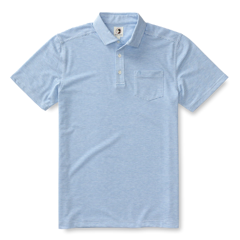 Duck Head Men's Summerford Stripe Performance Pique Polo / Imperial Blue Heather