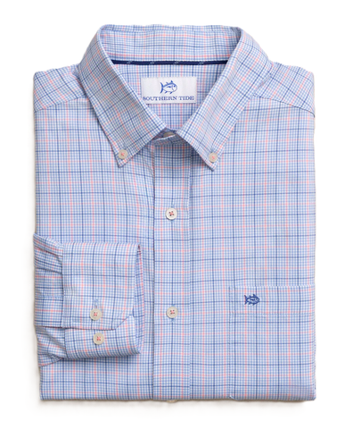 Southern Tide Men's LS Coastal Breeze Edisto Island Sportshirt / Ocean Channel