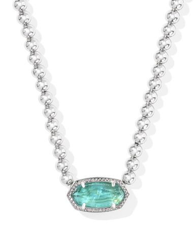 Kendra Scott Elisa Silver Beaded Necklace / Bright Aqua Illusion
