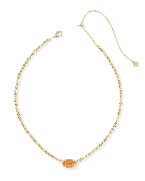 Kendra Scott Elisa Gold Beaded Necklace / Papaya Mother of Pearl